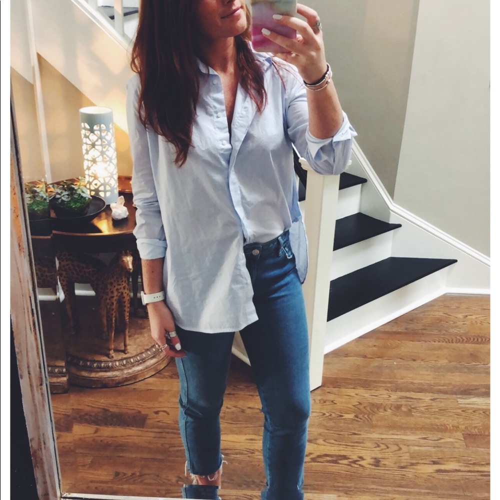Mango buttondown pinstripe top